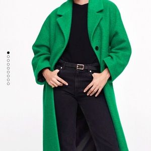 MANGO oversized green wool coat XS